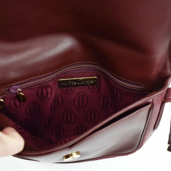 CARTIER: Burgundy Leather Double C Shoulder Bag my - Picture 7 of 8
